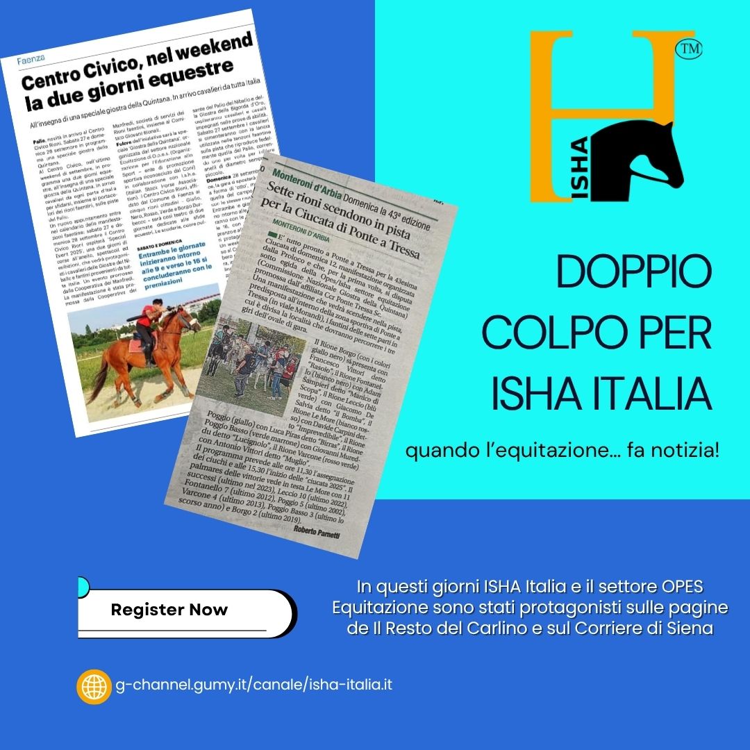 📰 Doppio colpo per ISHA Italia: quando l’equitazione… fa notizia!